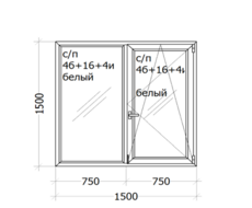 Окно WHS_72 (5ти камерный профиль) 1500 x 1500 мм ( с/п 4б+16+4и  )